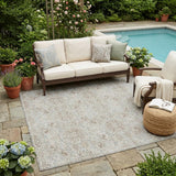 5' X 8' Ivory And Gray Oriental Washable Indoor Outdoor Area Rug