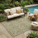 5' X 8' Olive Green And Ivory Oriental Washable Indoor Outdoor Area Rug