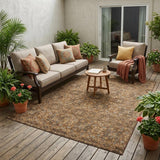 5' X 8' Orange And Linen Oriental Washable Indoor Outdoor Area Rug