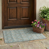 3' X 5' Teal Blue And Blue Oriental Washable Indoor Outdoor Area Rug