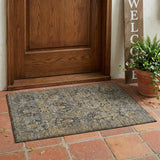3' X 5' Black And Coffee Floral Washable Indoor Outdoor Area Rug