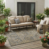 5' X 8' Black And Coffee Floral Washable Indoor Outdoor Area Rug