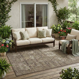 5' X 8' Chocolate And Brown Floral Washable Indoor Outdoor Area Rug