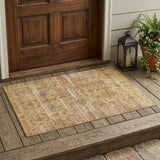 3' X 5' Copper And Purple Floral Washable Indoor Outdoor Area Rug