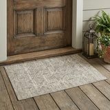 3' X 5' Ivory And Linen Floral Washable Indoor Outdoor Area Rug