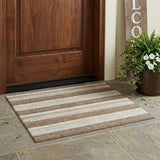 3' X 5' Beige And Graphite Striped Washable Indoor Outdoor Area Rug