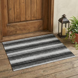 3' X 5' Black And Khaki Striped Washable Indoor Outdoor Area Rug