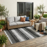 5' X 8' Black And Khaki Striped Washable Indoor Outdoor Area Rug