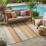5' X 8' Copper And Purple Striped Washable Indoor Outdoor Area Rug