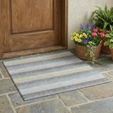 3' X 5' Silver And Taupe Striped Washable Indoor Outdoor Area Rug