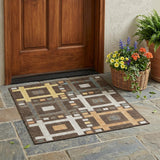 3' X 5' Chocolate And Graphite Geometric Washable Indoor Outdoor Area Rug