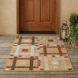 3' X 5' Copper And Brown Geometric Washable Indoor Outdoor Area Rug