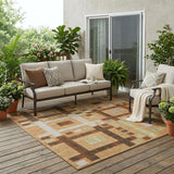 5' X 8' Copper And Brown Geometric Washable Indoor Outdoor Area Rug
