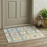 3' X 5' Ivory And Linen Geometric Washable Indoor Outdoor Area Rug