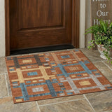 3' X 5' Orange And Gold Geometric Washable Indoor Outdoor Area Rug