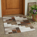 3' X 5' Beige And Graphite Geometric Washable Indoor Outdoor Area Rug