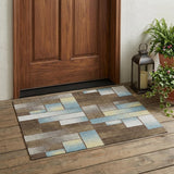 3' X 5' Brown And Gray Geometric Washable Indoor Outdoor Area Rug