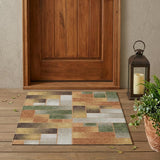 3' X 5' Copper And Orange Geometric Washable Indoor Outdoor Area Rug