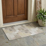 3' X 5' Ivory And Linen Geometric Washable Indoor Outdoor Area Rug