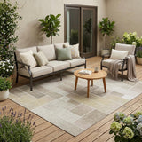 5' X 8' Ivory And Linen Geometric Washable Indoor Outdoor Area Rug