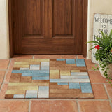 3' X 5' Orange And Blue Geometric Washable Indoor Outdoor Area Rug