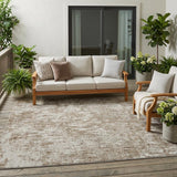 5' X 8' Beige And Brown Abstract Washable Indoor Outdoor Area Rug