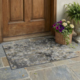 3' X 5' Black And Taupe Abstract Washable Indoor Outdoor Area Rug
