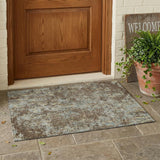 3' X 5' Brown And Graphite Abstract Washable Indoor Outdoor Area Rug