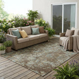 5' X 8' Brown And Graphite Abstract Washable Indoor Outdoor Area Rug