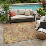 5' X 8' Copper And Ivory Abstract Washable Indoor Outdoor Area Rug