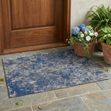 3' X 5' Navy Blue And Khaki Abstract Washable Indoor Outdoor Area Rug