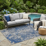 5' X 8' Navy Blue And Khaki Abstract Washable Indoor Outdoor Area Rug