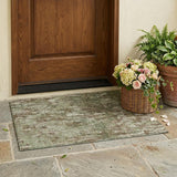 3' X 5' Olive Green And Graphite Abstract Washable Indoor Outdoor Area Rug
