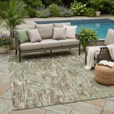 5' X 8' Olive Green And Graphite Abstract Washable Indoor Outdoor Area Rug