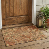 3' X 5' Orange And Brown Abstract Washable Indoor Outdoor Area Rug