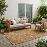 5' X 8' Orange And Brown Abstract Washable Indoor Outdoor Area Rug