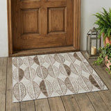 3' X 5' Beige And Blue Geometric Washable Indoor Outdoor Area Rug