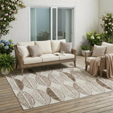 5' X 8' Beige And Blue Geometric Washable Indoor Outdoor Area Rug