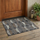 3' X 5' Black And Green Geometric Washable Indoor Outdoor Area Rug