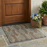 3' X 5' Brown And Gray Geometric Washable Indoor Outdoor Area Rug