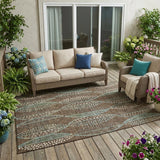 5' X 8' Brown And Gray Geometric Washable Indoor Outdoor Area Rug