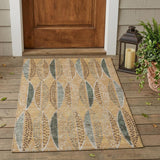 3' X 5' Copper And Beige Geometric Washable Indoor Outdoor Area Rug