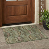3' X 5' Olive Green And Linen Geometric Washable Indoor Outdoor Area Rug