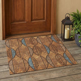 3' X 5' Orange And Blue Geometric Washable Indoor Outdoor Area Rug