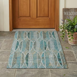 3' X 5' Teal Blue And Green Geometric Washable Indoor Outdoor Area Rug