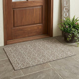 3' X 5' Beige And Taupe Oriental Washable Indoor Outdoor Area Rug