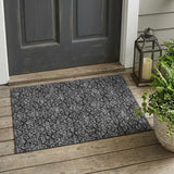 3' X 5' Black And Saffron Oriental Washable Indoor Outdoor Area Rug