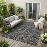 5' X 8' Black And Saffron Oriental Washable Indoor Outdoor Area Rug