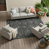8' X 10' Black And Saffron Oriental Washable Indoor Outdoor Area Rug