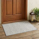 3' X 5' Ivory And Gray Oriental Washable Indoor Outdoor Area Rug